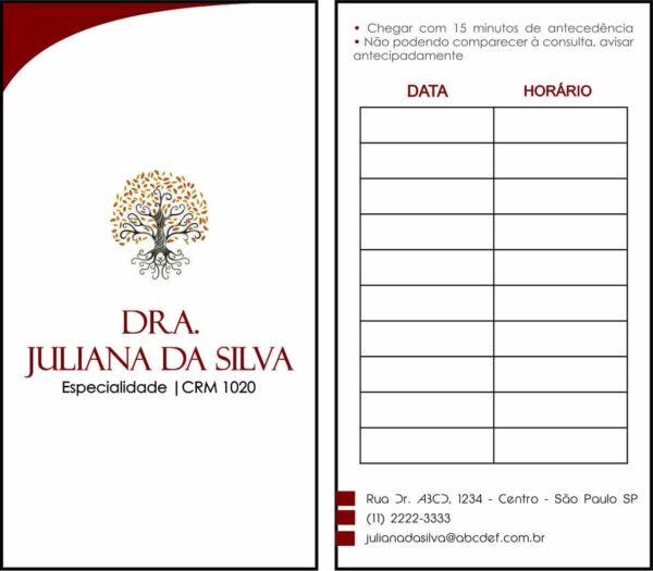 Cartão de Agendamento Geriatria Malard