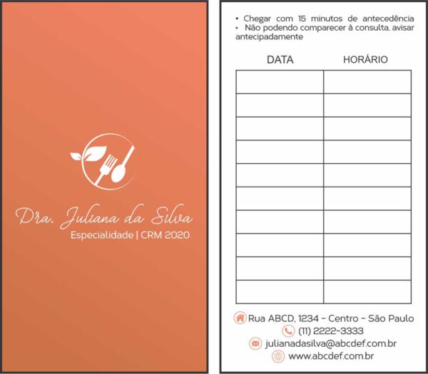 Cartão de Agendamento Nutrição San Luis