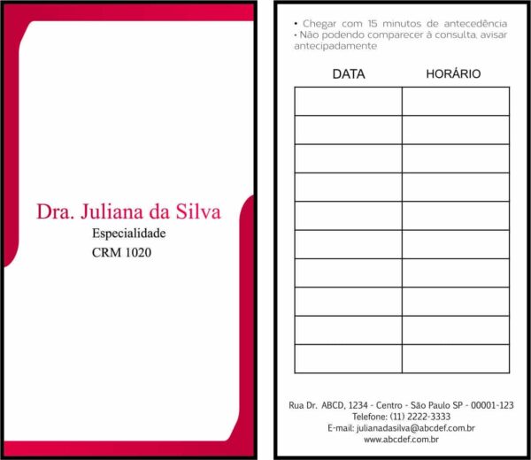 Cartão de Agendamento Gastroenterologia Moscou