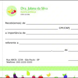 Recibo com Canhoto Nutricionista Corrientes - Imagem 1