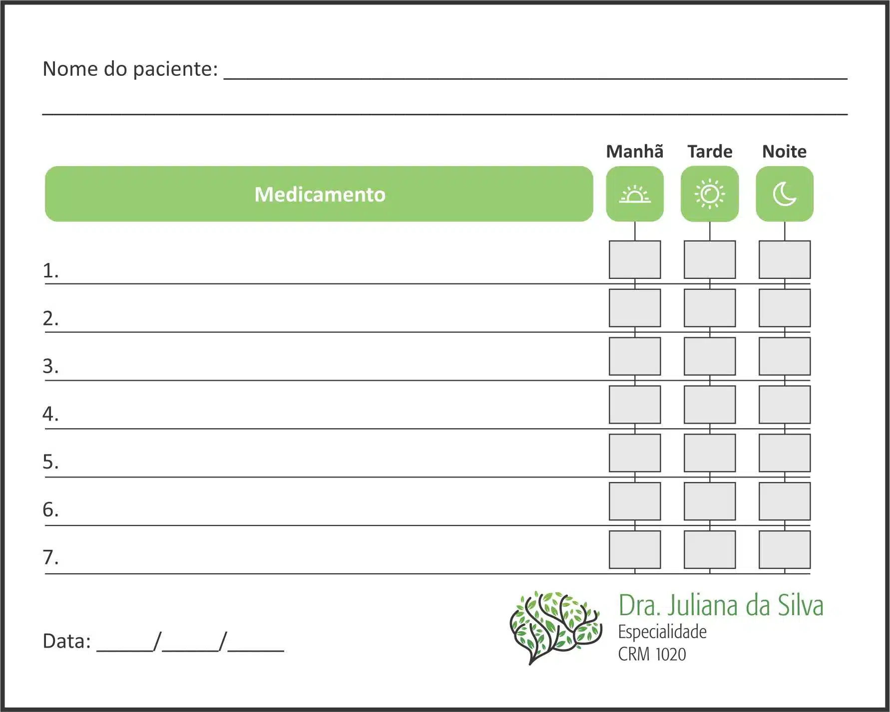 Tabela de Medicação Psiquiatra e Neurologista Turim