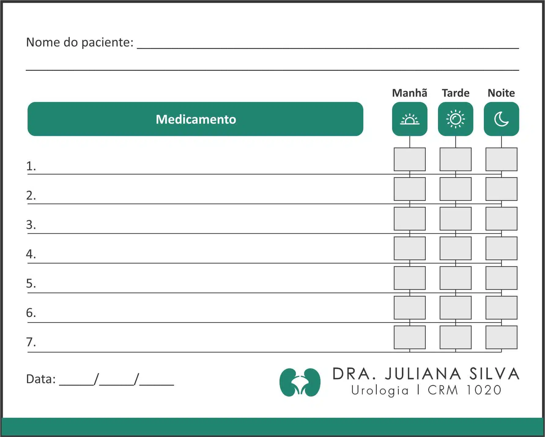 Tabela de Medicação Urologia Vila Real