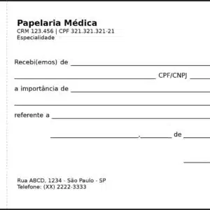 Recibo com Canhoto Clínica Geral Minya