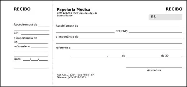 Recibo com Canhoto Clínica Geral Minya Recibo com Canhoto Clínica Geral Minya