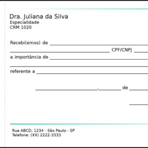 Recibo com Canhoto Clínica Geral Sohag