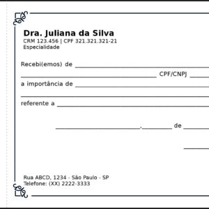 Recibo com Canhoto Clínica Geral Tanta