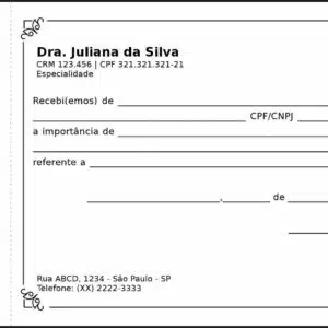 Recibo com Canhoto Clínica Geral Tanta