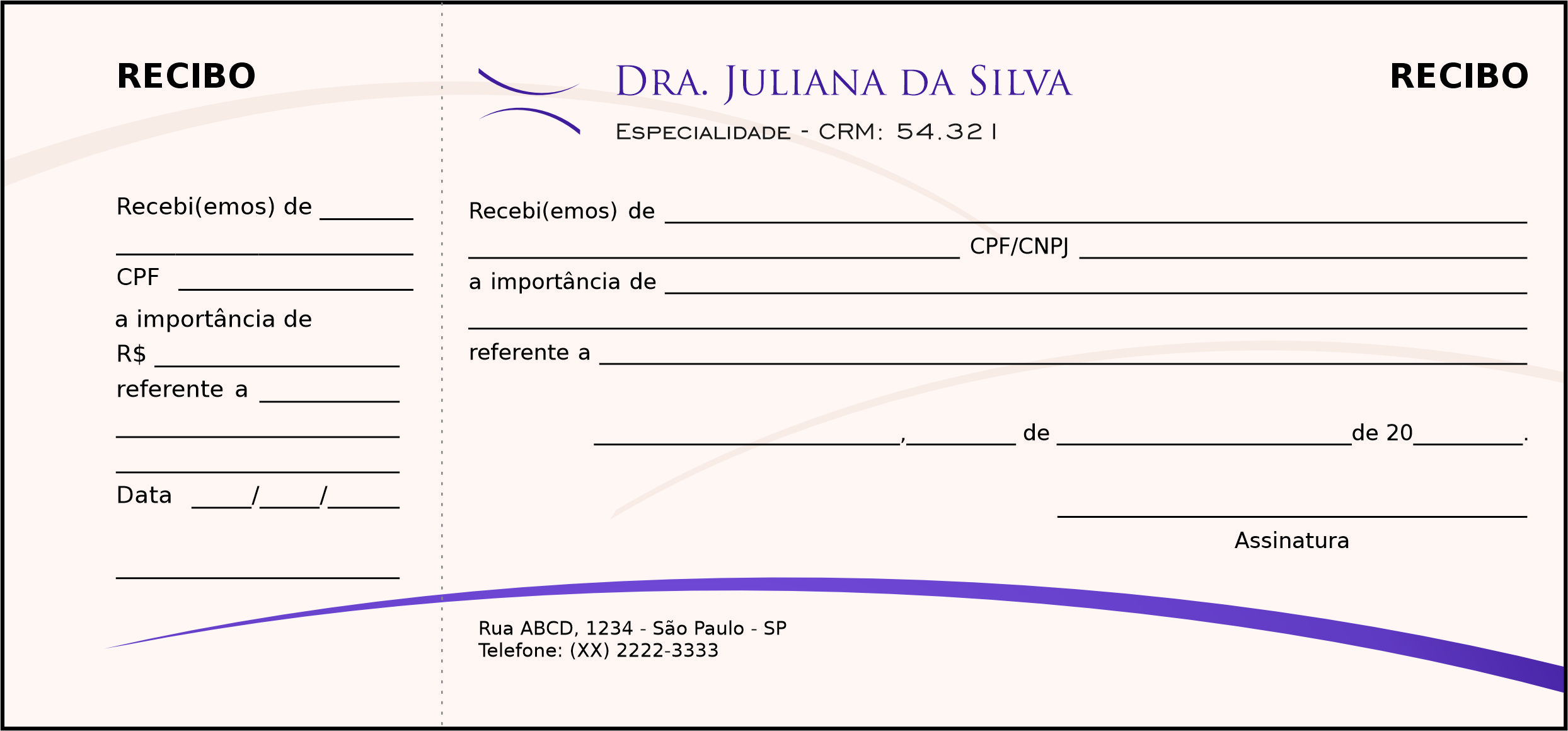 Recibo com Canhoto Clínica Geral Rosetta