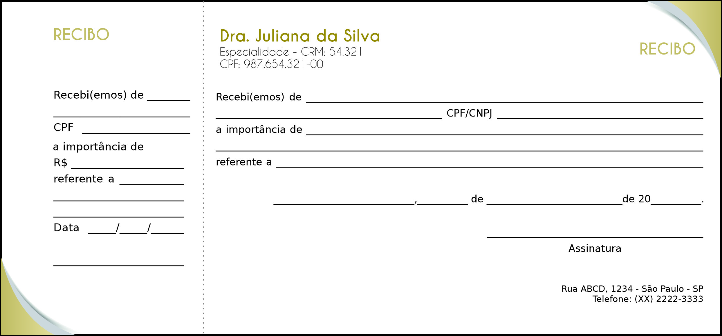 Recibo com Canhoto Clínica Geral Porto Said