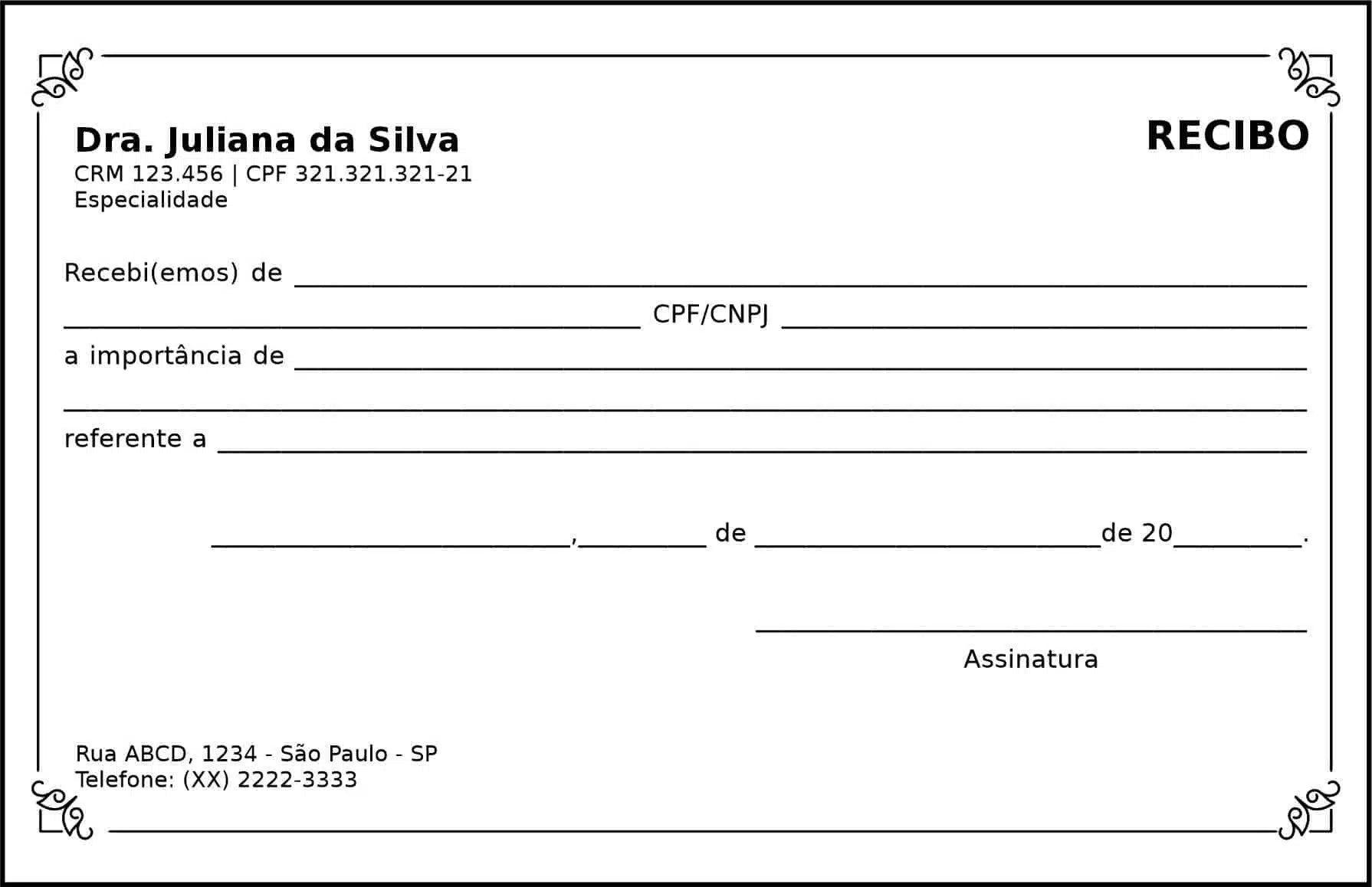 Recibo em 2 vias Clínica Geral Tanta
