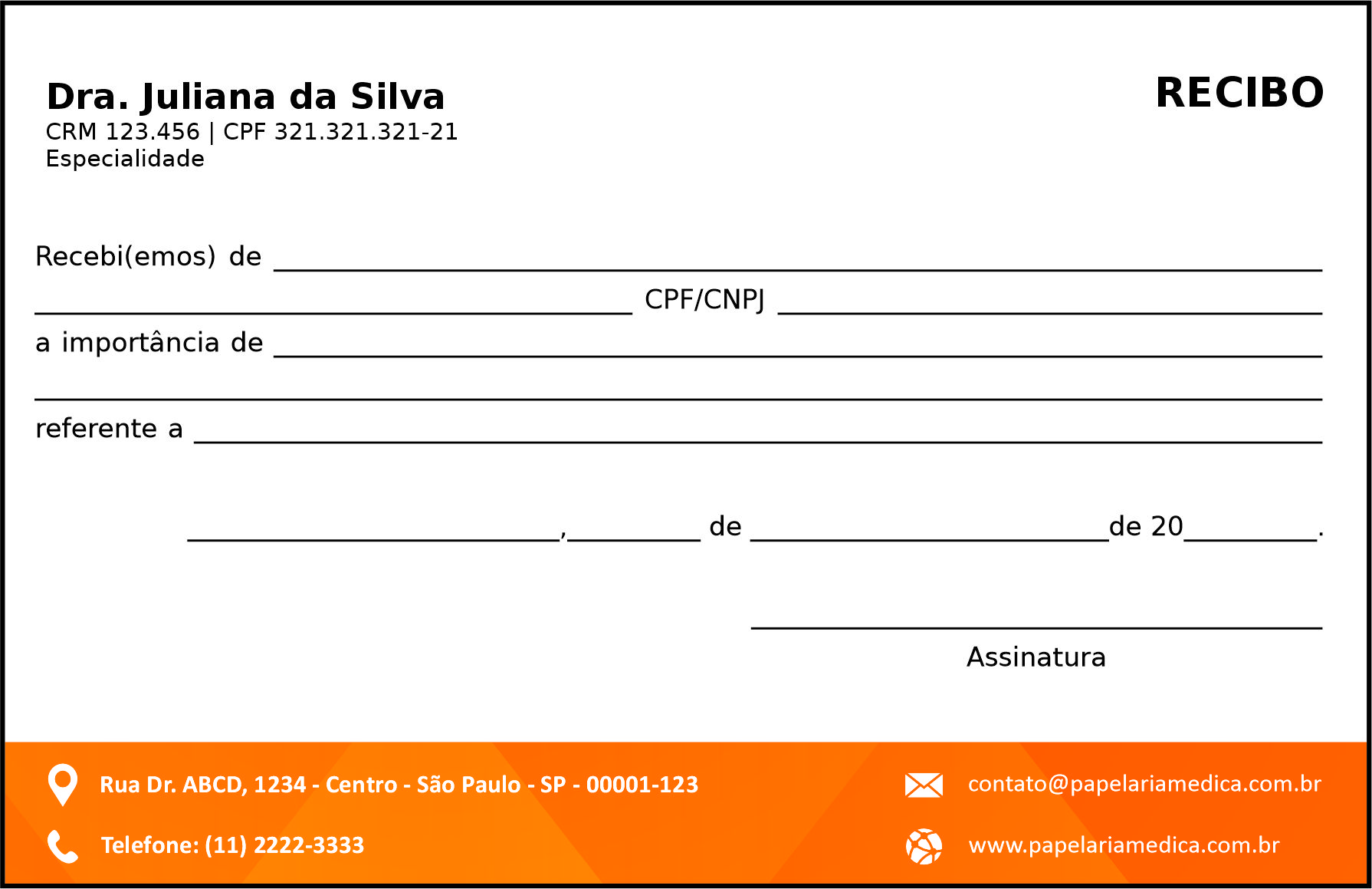Recibo em 2 vias Clínica Geral Damanhur