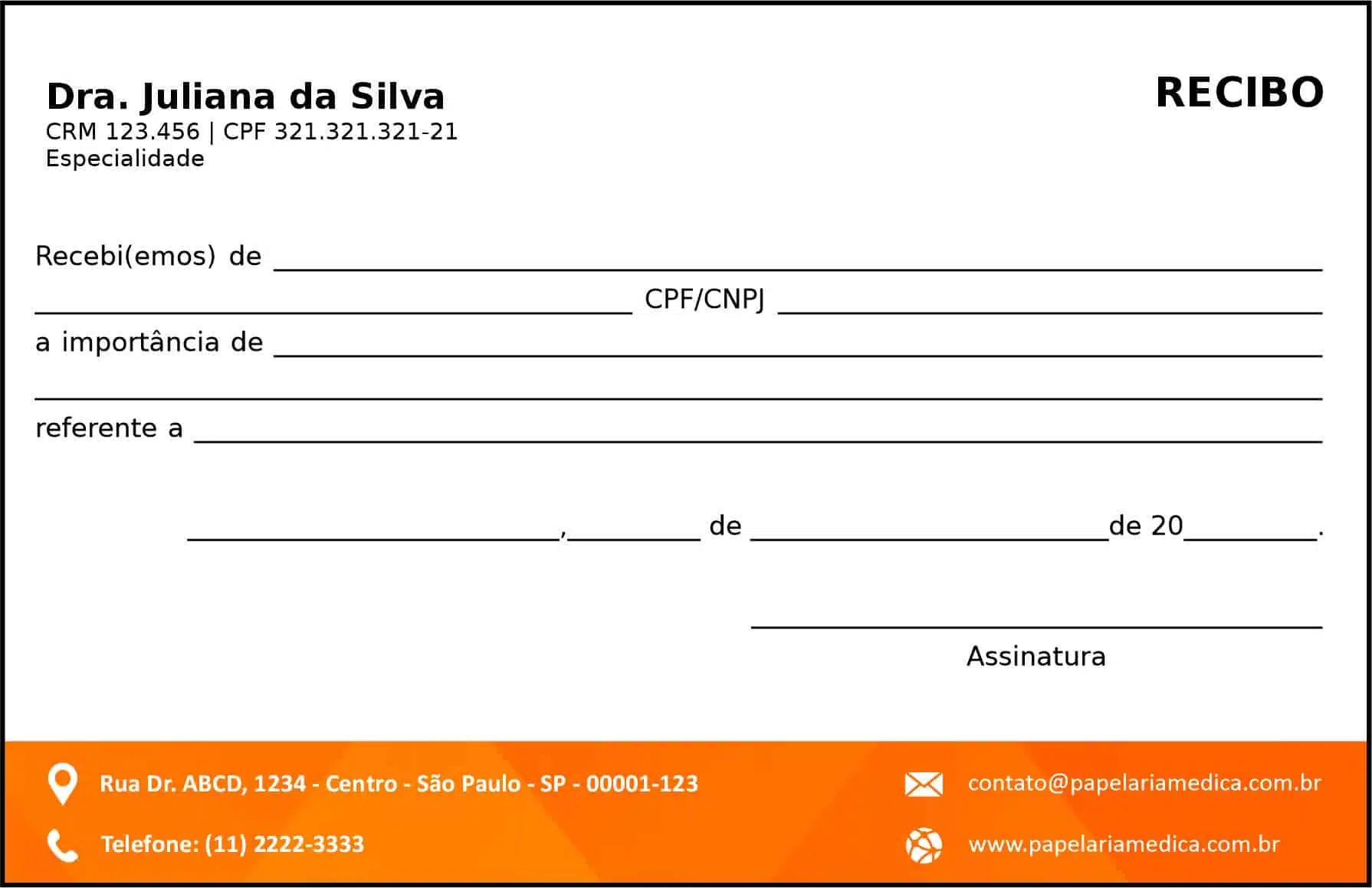 Recibo em 2 vias Clínica Geral Damanhur