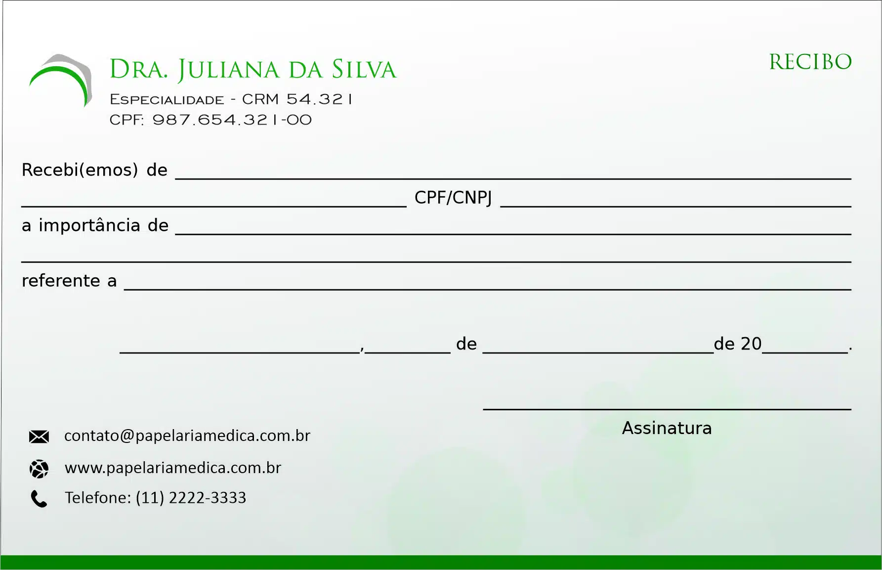 Recibo em 2 vias Clínica Geral Porto Fuad