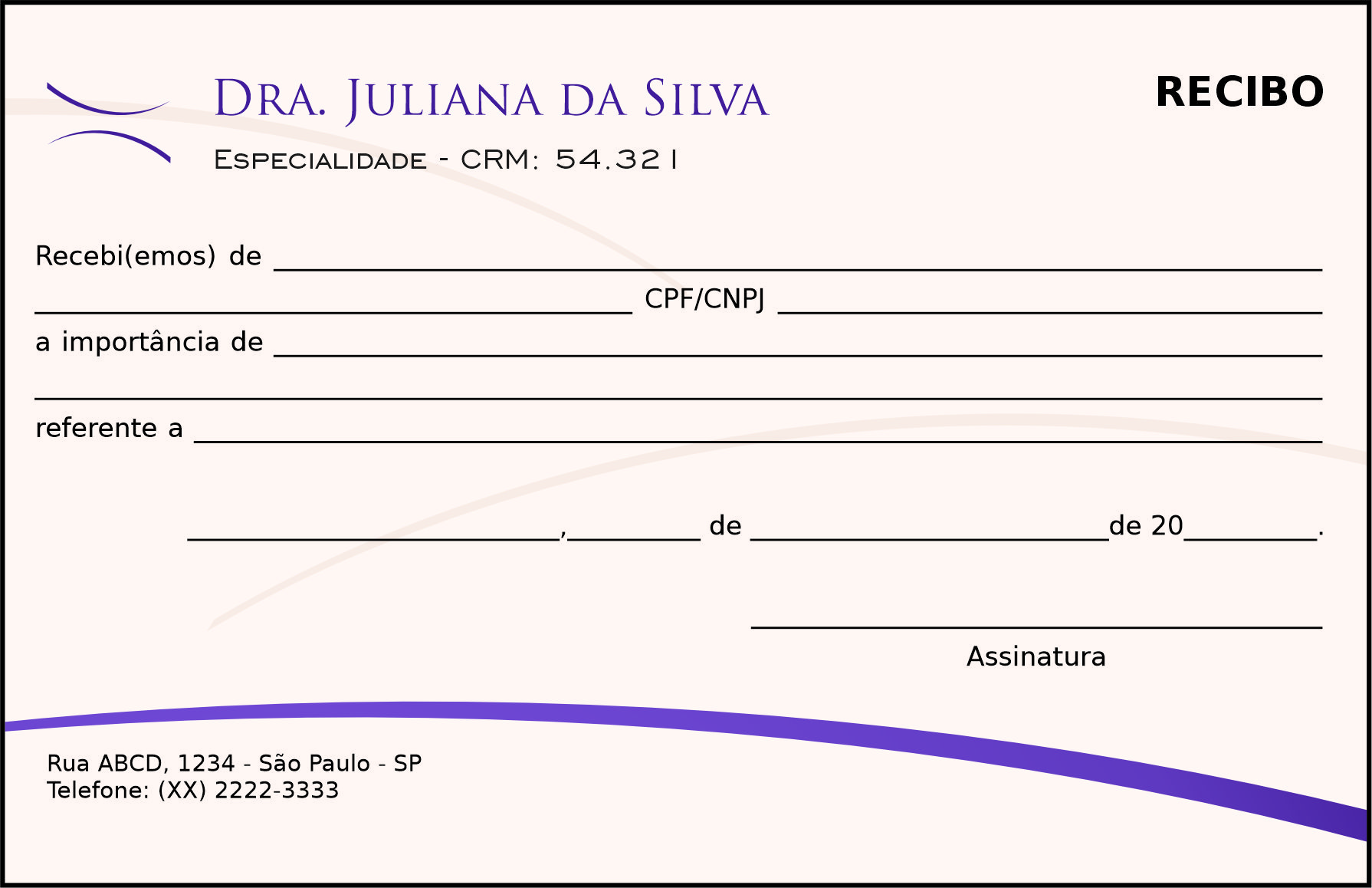 Recibo em 2 vias Clínica Geral Rosetta