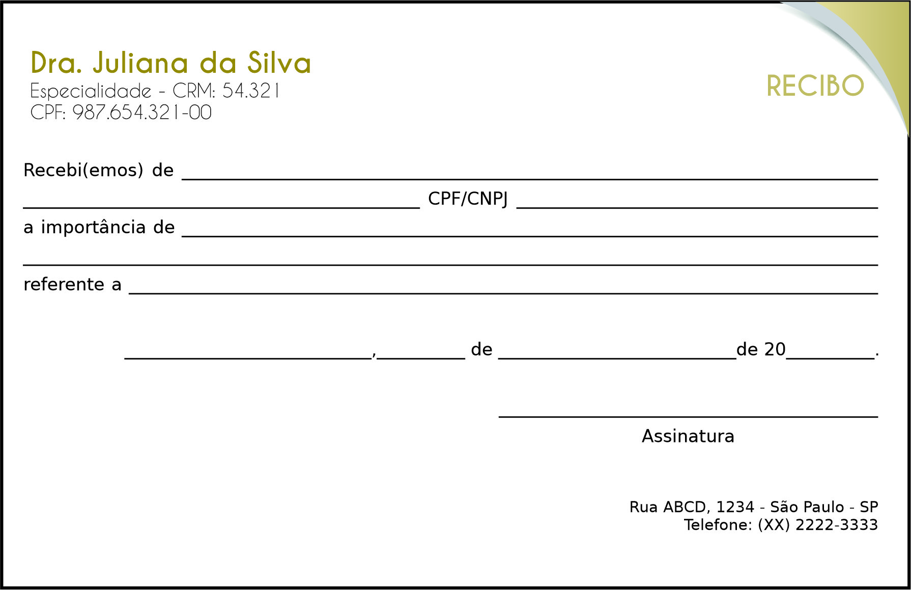 Recibo em 2 vias Clínica Geral Porto Said
