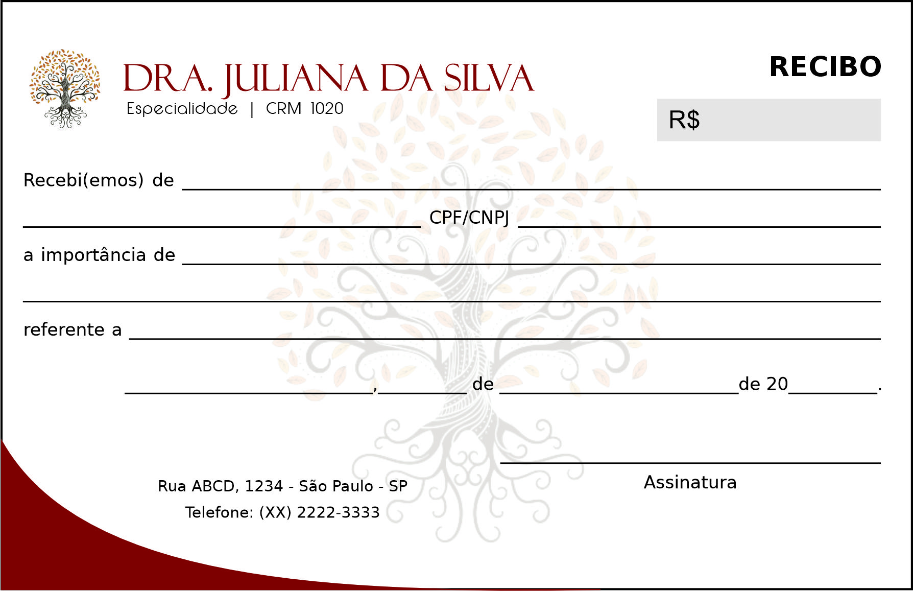 Recibo em 2 vias Geriatria Malard