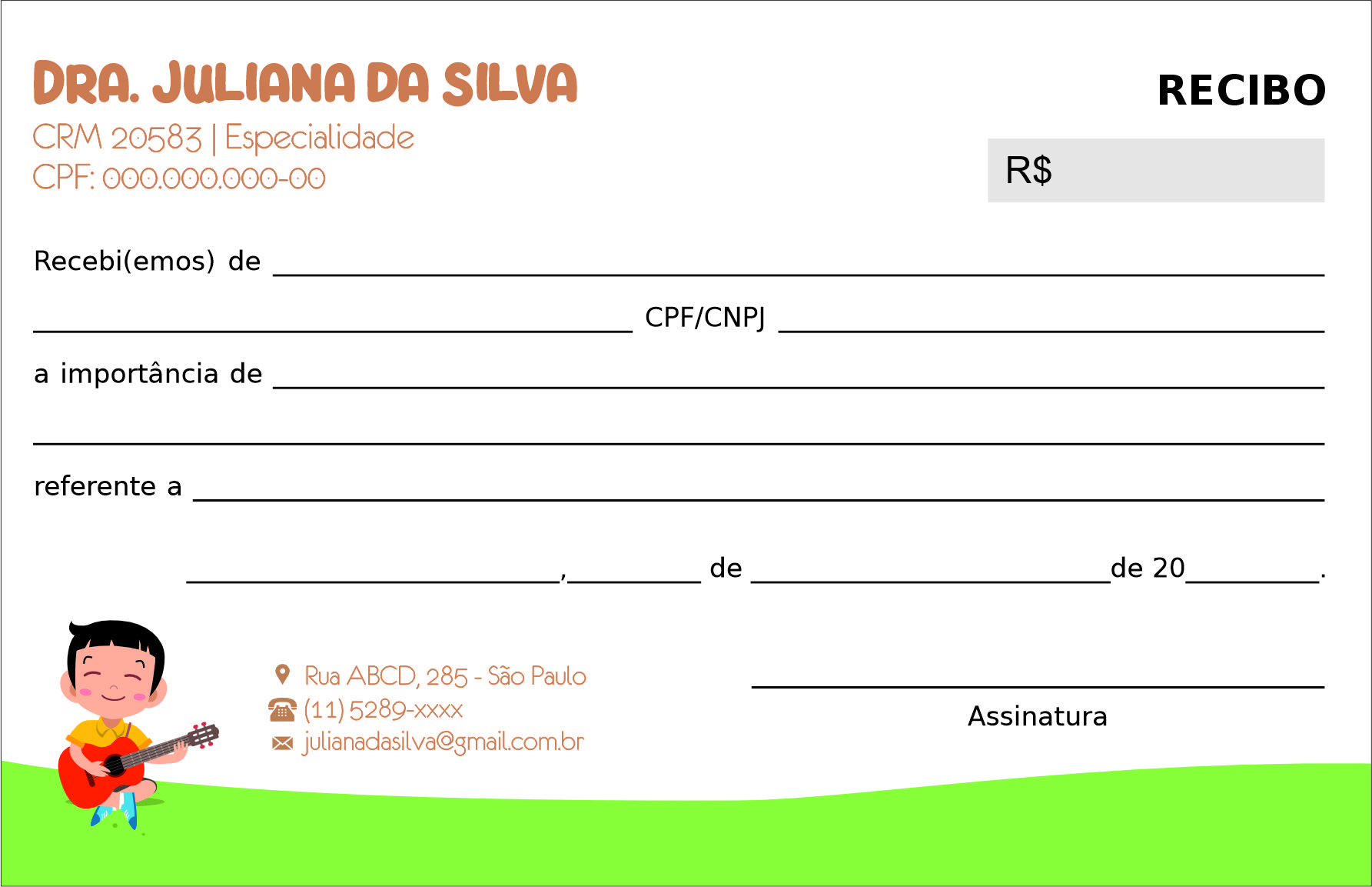 Recibo em 2 vias Pediatra Elblag