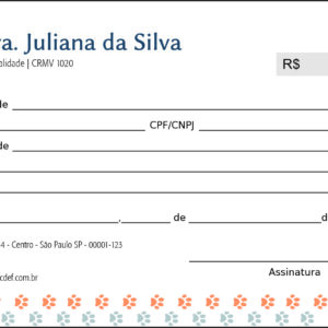 Recibo em 2 vias Veterinário Wels