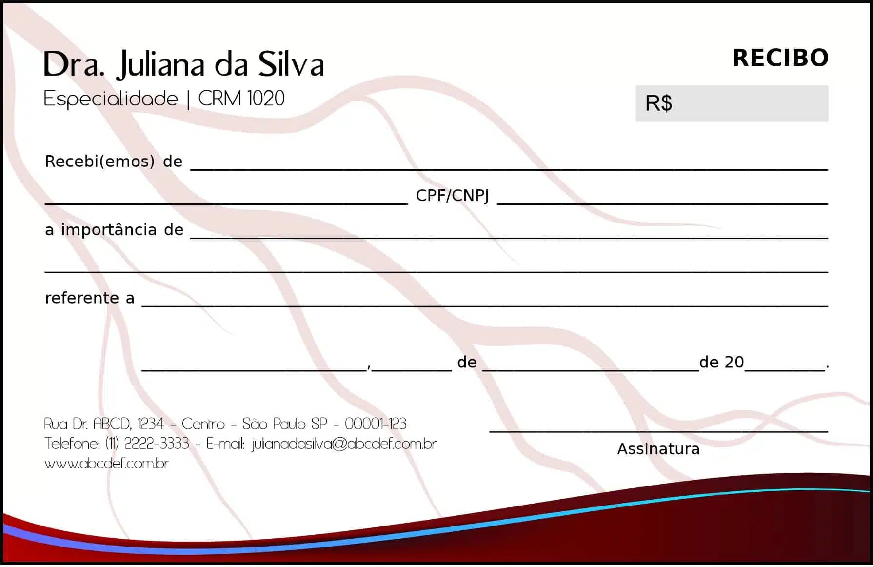 Recibo em 2 vias Angiologia e Vascular Bruxelas