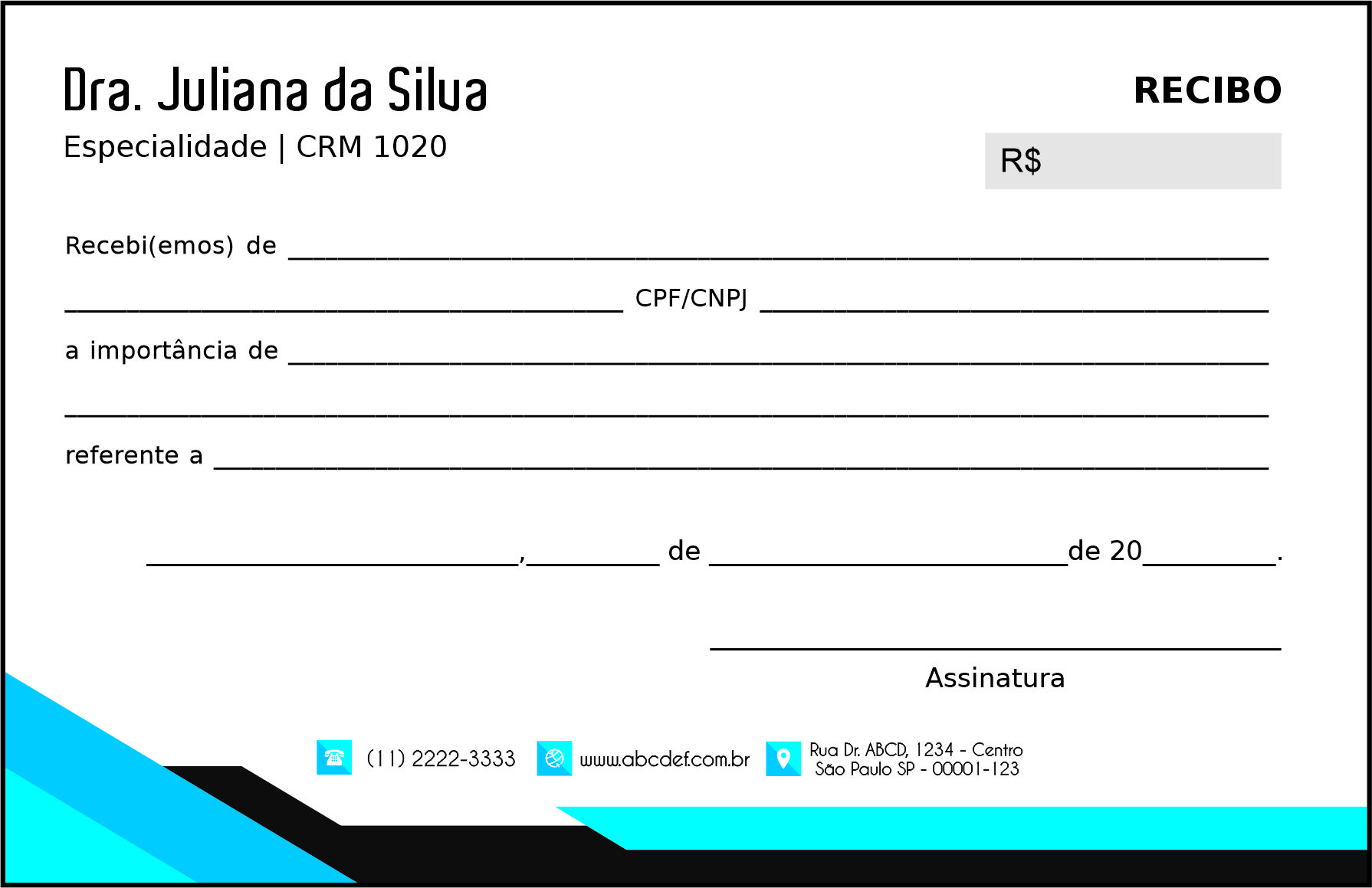 Recibo em 2 vias Angiologia e Vascular Namur