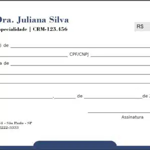 Recibo em 2 vias Cardiologista Rotterdam