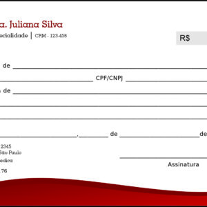 Recibo em 2 vias Cardiologista Wessem