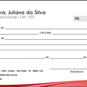 Recibo em 2 vias Cardiologista Gouda