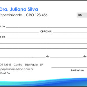 Recibo em 2 vias Odontologia Nantes