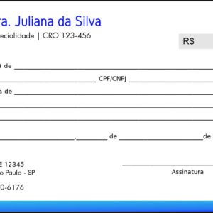 Recibo em 2 vias Odontológico Marselha