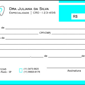 Recibo em 2 vias Odontologia Rennes