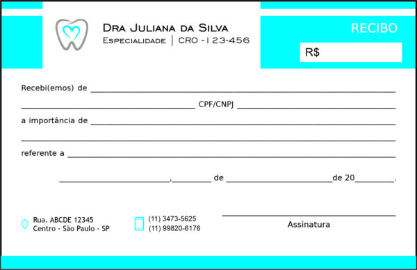 Recibo em 2 vias Odontologia Rennes Recibo em 2 vias Odontologia Rennes