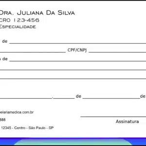 Recibo em 2 vias Odontologia Paris