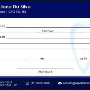 Recibo em 2 vias Odontologia Colmar