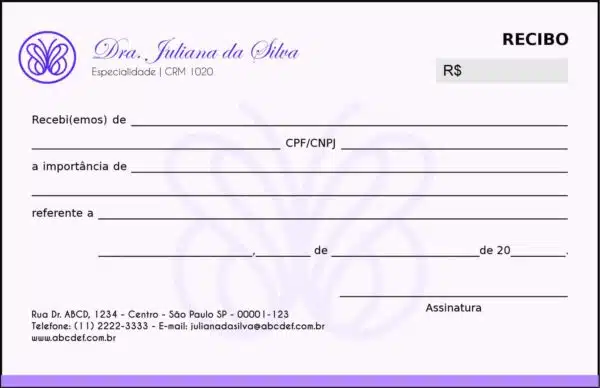 Recibo em 2 vias Endocrinologia Toronto Recibo em 2 vias Endocrinologia Toronto