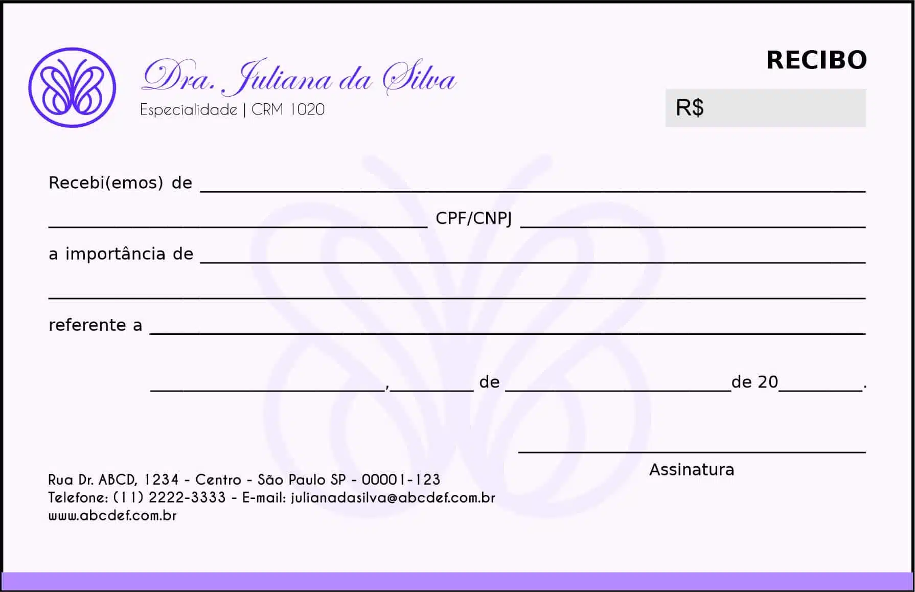 Recibo em 2 vias Endocrinologia Toronto