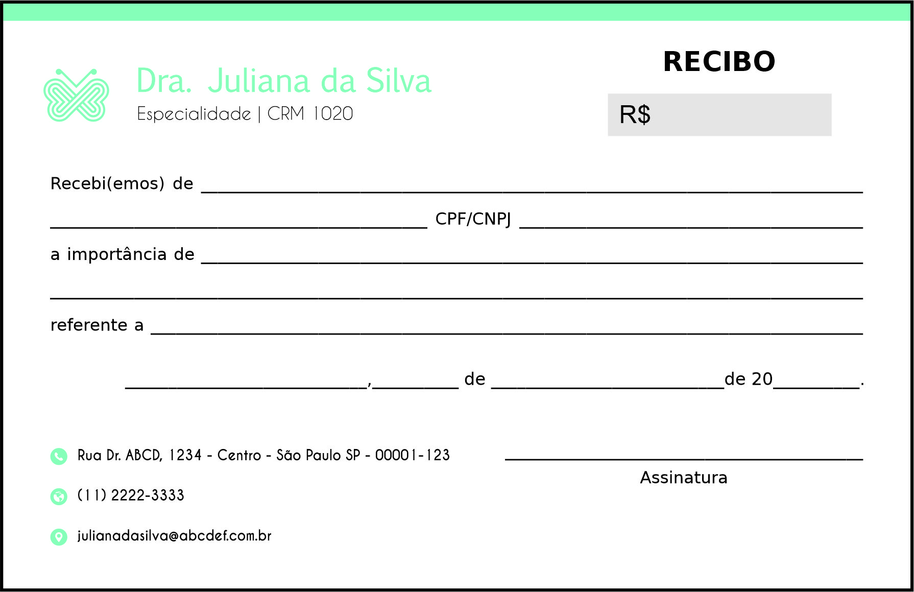 Recibo em 2 vias Endocrinologia Vancouver