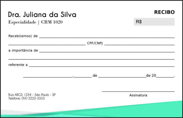 Recibo em 2 vias Endocrinologista Montreal Recibo em 2 vias Endocrinologista Montreal