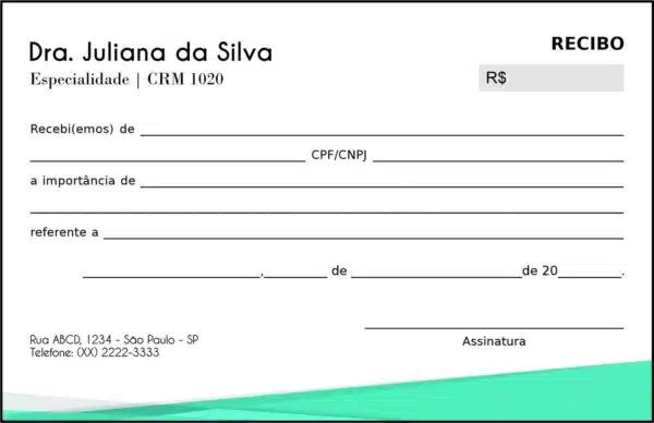 Recibo em 2 vias Endocrinologista Montreal Recibo em 2 vias Endocrinologista Montreal
