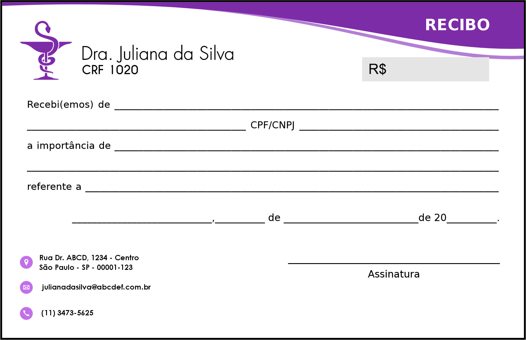 Recibo em 2 vias Farmácia Edimburgo