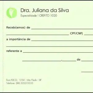 Recibo em 2 vias Fisioterapia Corinto