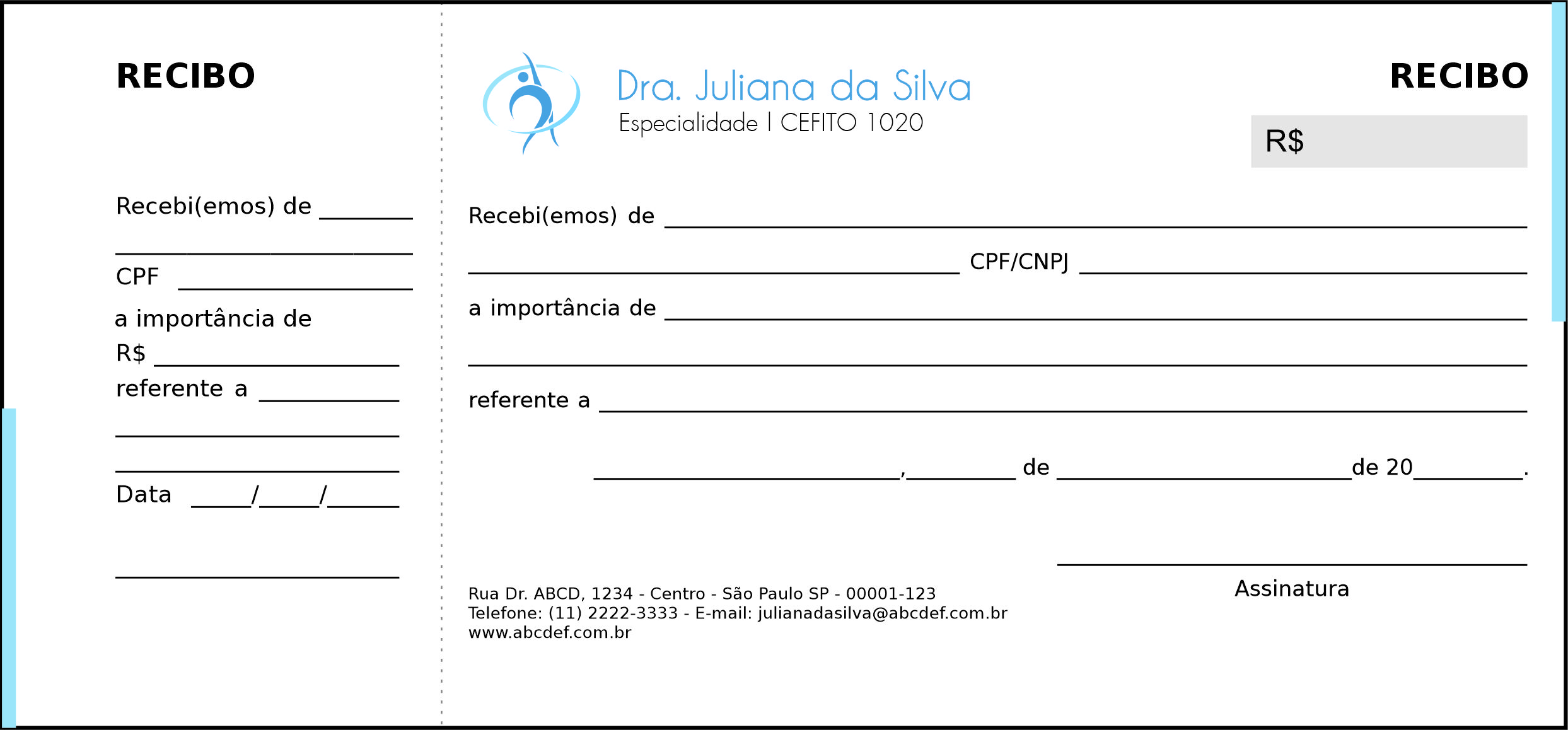 Recibo em 2 vias Fisioterapia Tripoli