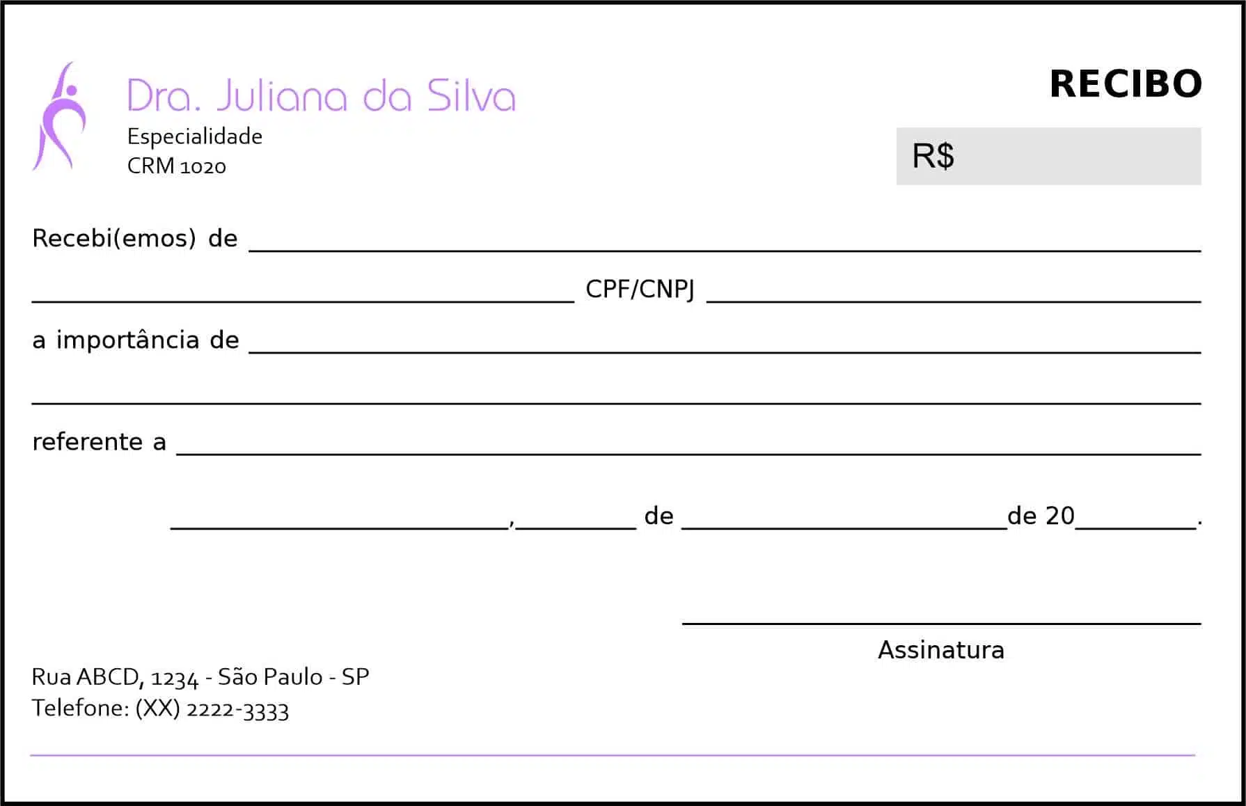 Recibo em 2 vias Fisioterapia Troia