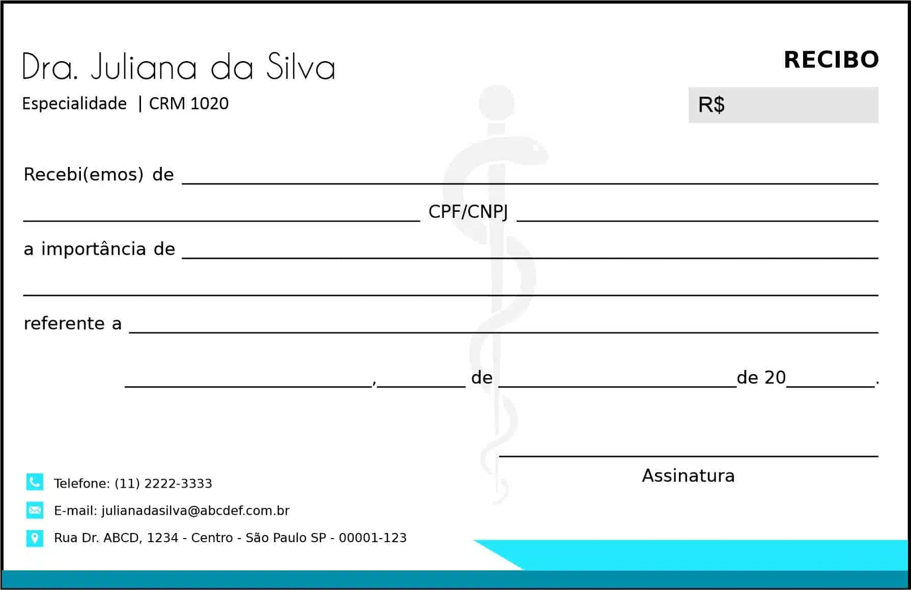 Recibo em 2 vias Clínica Geral Assiute
