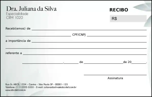 Recibo em 2 vias Clínica Geral Faium Recibo em 2 vias Clínica Geral Faium