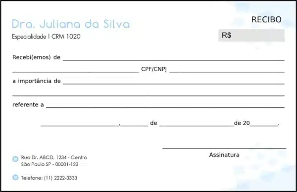 Recibo em 2 vias Clínica Geral Minia Recibo em 2 vias Clínica Geral Minia