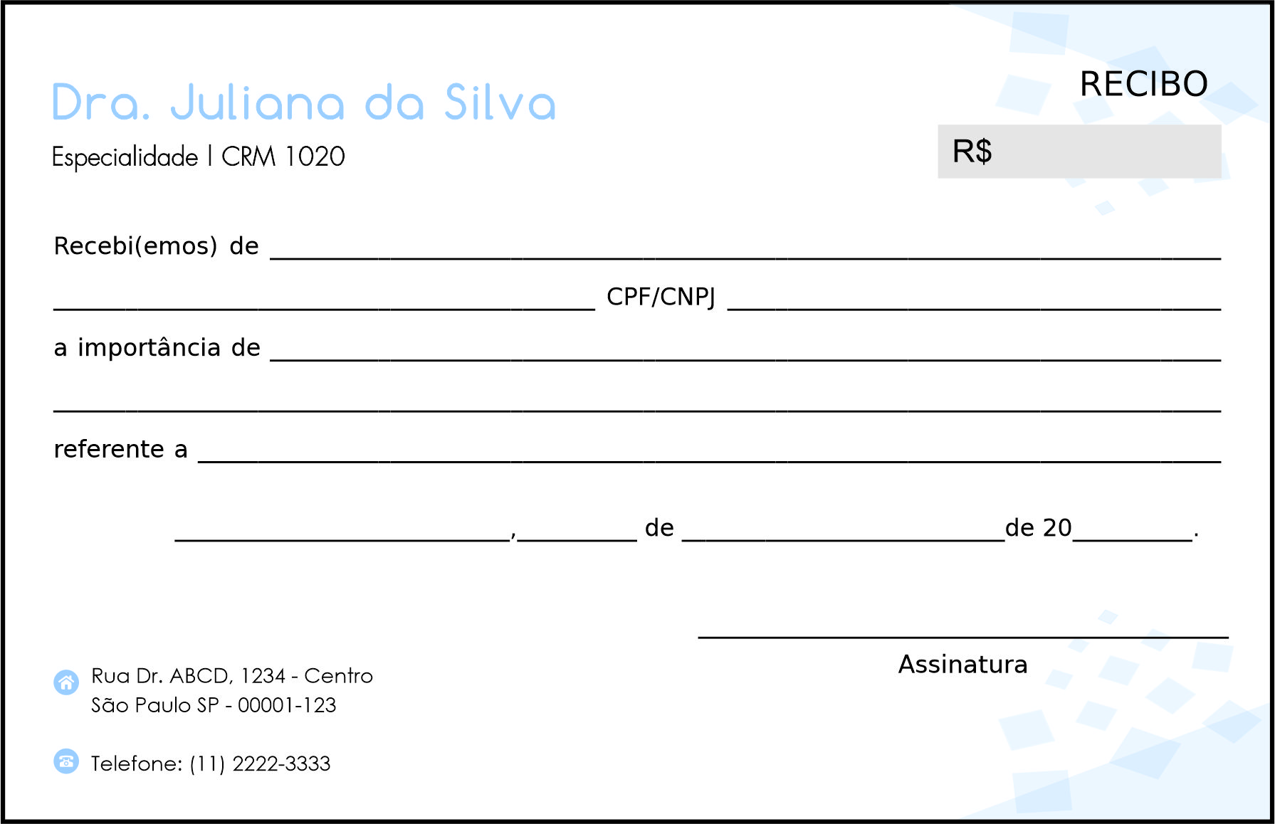 Recibo em 2 vias Clínica Geral Minia