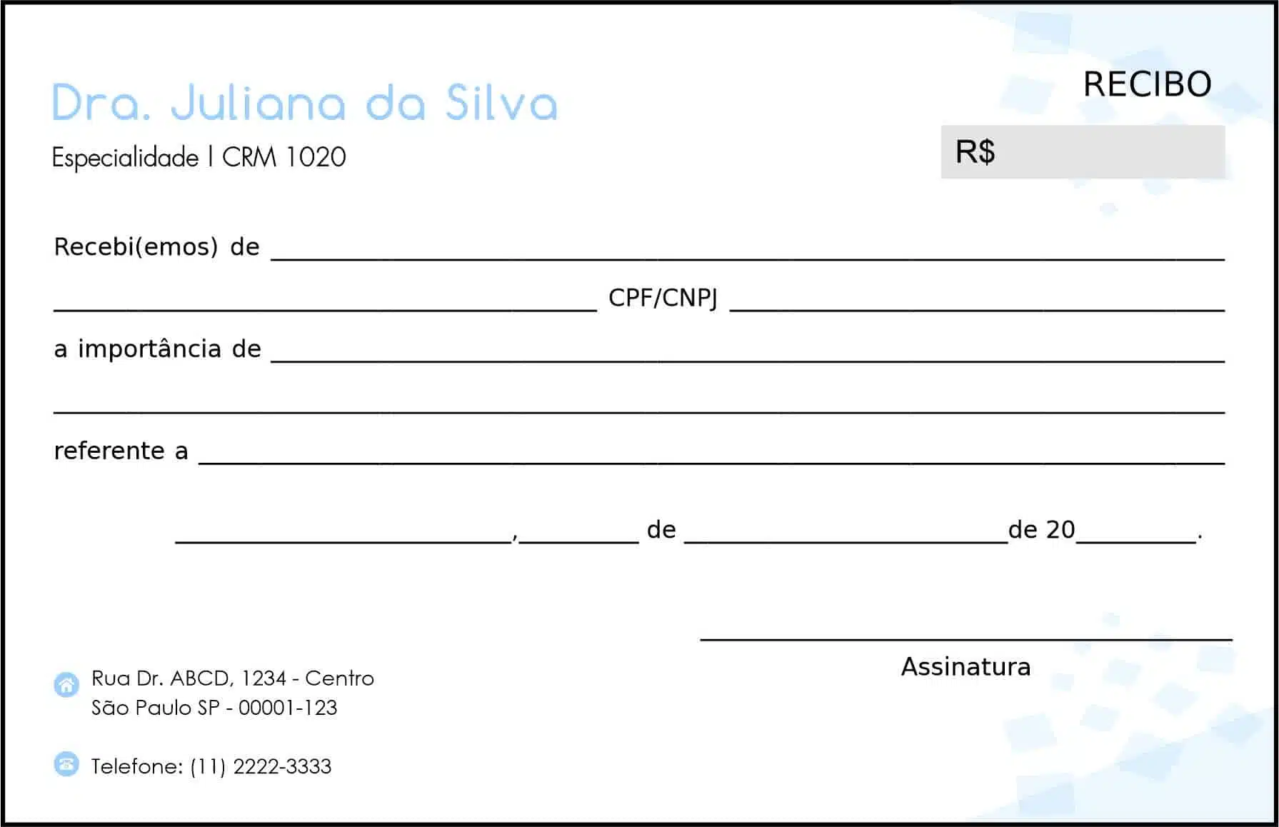Recibo em 2 vias Clínica Geral Minia