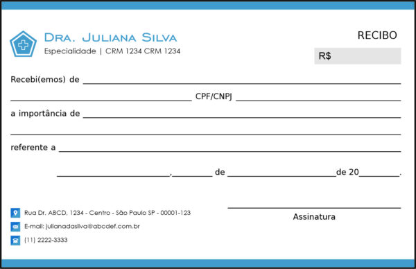Recibo em 2 vias Clínica Geral Dahab Recibo em 2 vias Clínica Geral Dahab
