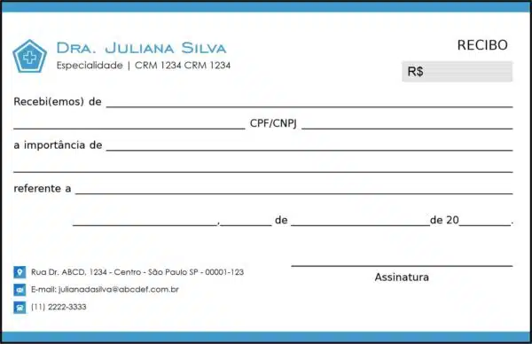 Recibo em 2 vias Clínica Geral Dahab Recibo em 2 vias Clínica Geral Dahab