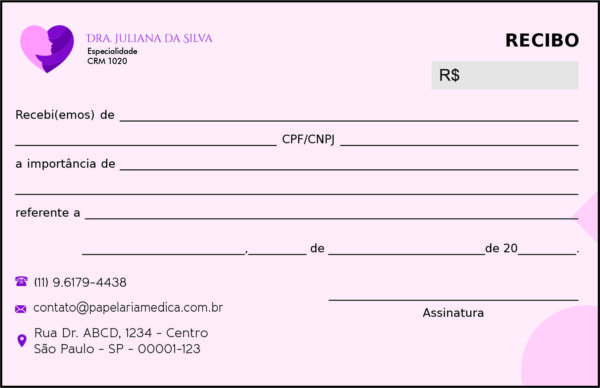 Recibo em 2 vias Ginecologia Denver Recibo em 2 vias Ginecologia Denver
